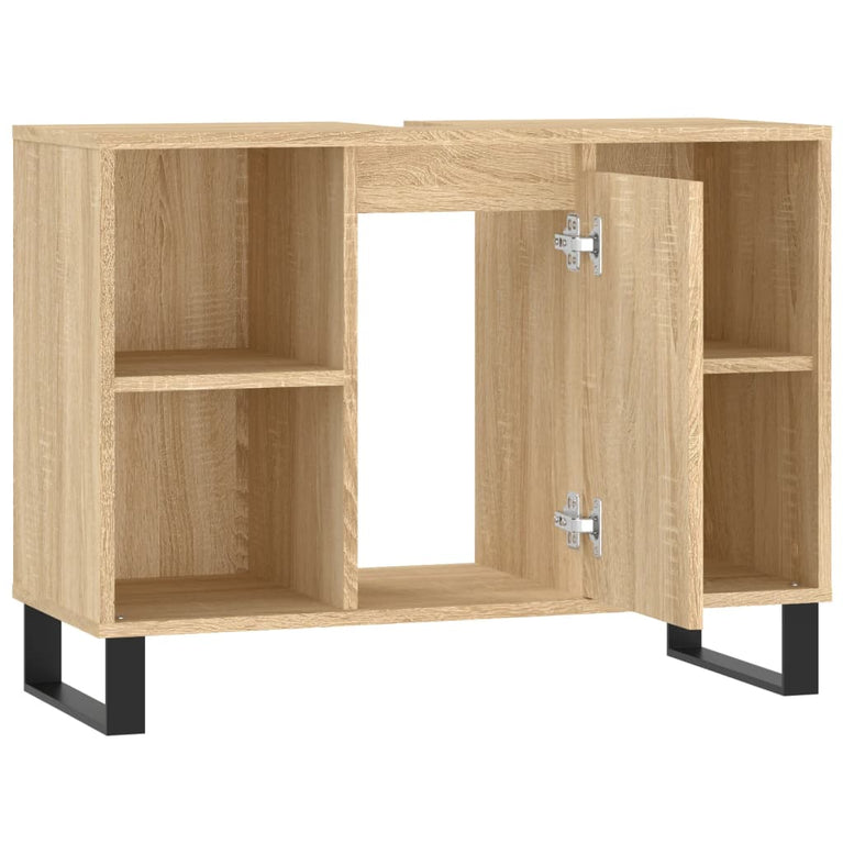 Badkamerkast 80x33x60 cm bewerkt hout sonoma eikenkleurig MeubelReus