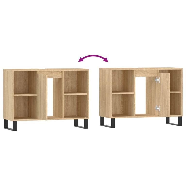 Badkamerkast 80x33x60 cm bewerkt hout sonoma eikenkleurig MeubelReus