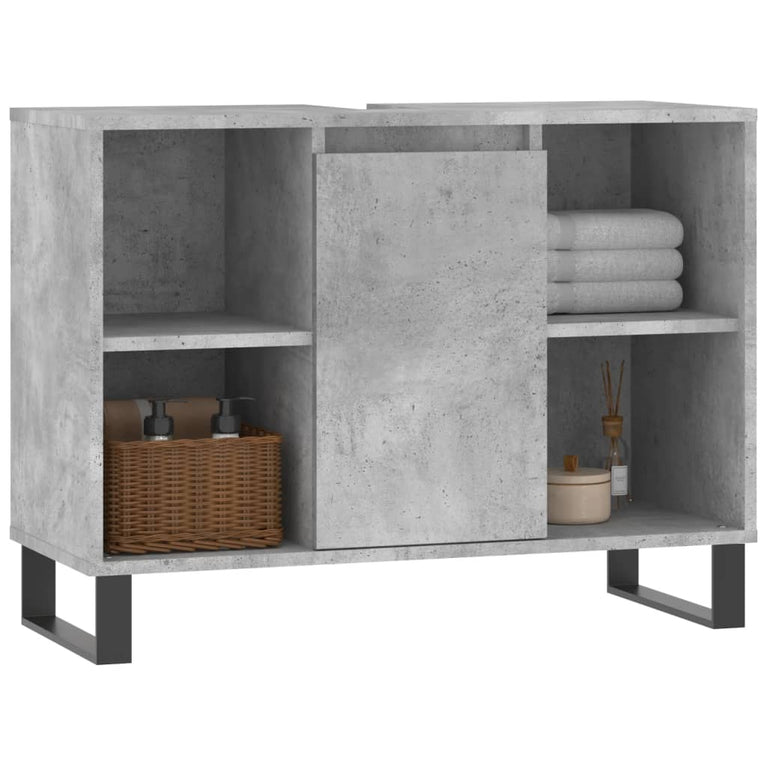 Badkamerkast 80x33x60 cm bewerkt hout betongrijs MeubelReus