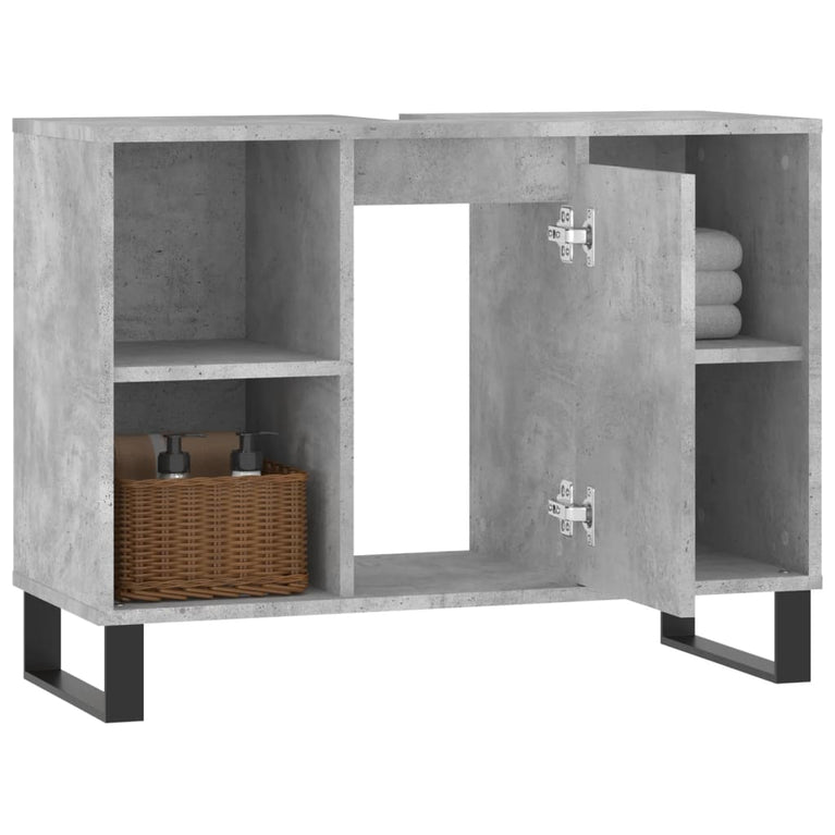 Badkamerkast 80x33x60 cm bewerkt hout betongrijs MeubelReus