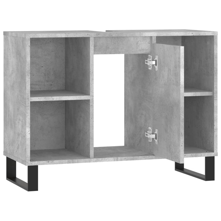 Badkamerkast 80x33x60 cm bewerkt hout betongrijs MeubelReus