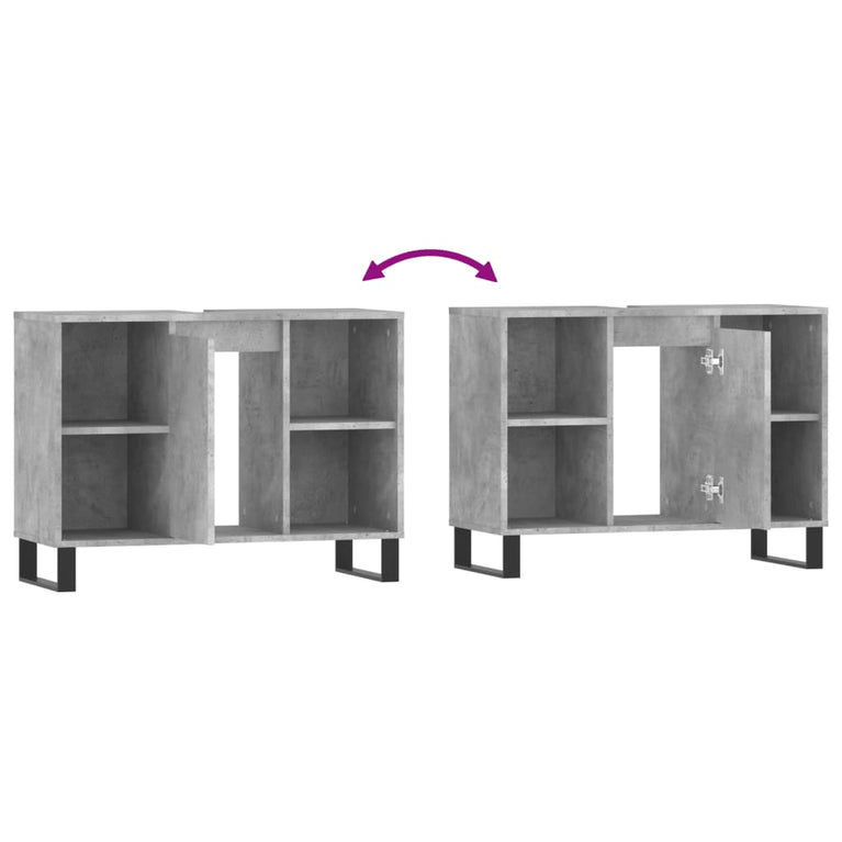Badkamerkast 80x33x60 cm bewerkt hout betongrijs MeubelReus
