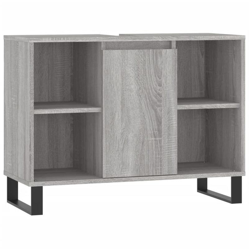 Badkamerkast 80x33x60 cm bewerkt hout grijs sonoma eikenkleurig MeubelReus