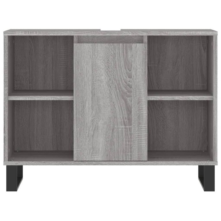 Badkamerkast 80x33x60 cm bewerkt hout grijs sonoma eikenkleurig MeubelReus