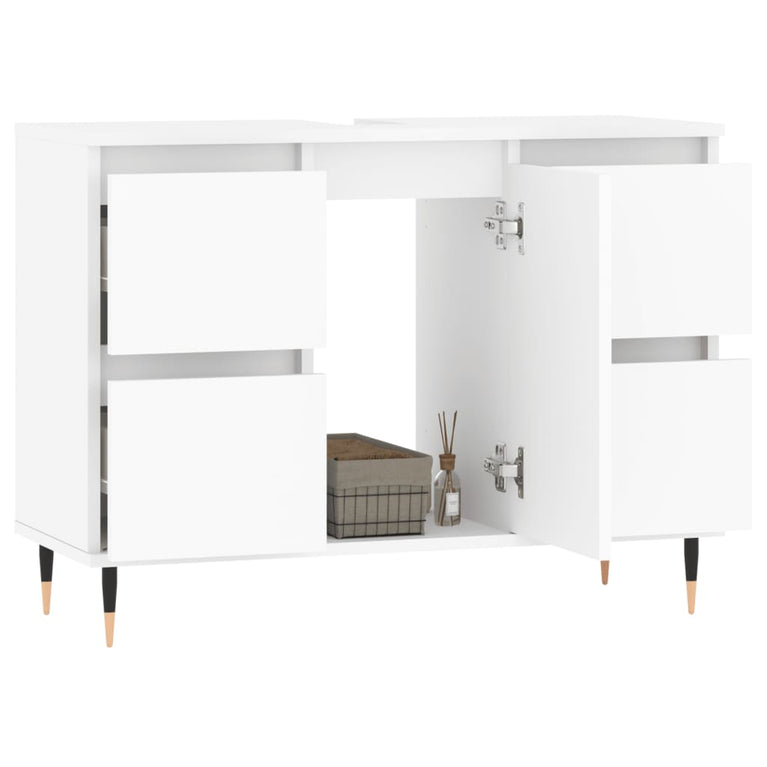 Badkamerkast 80x33x60 cm bewerkt hout wit MeubelReus