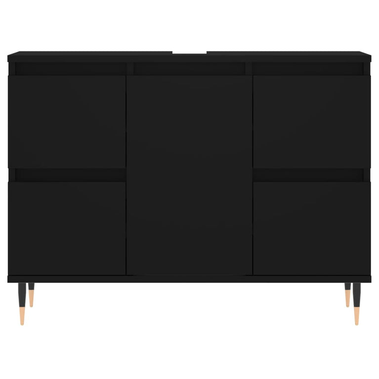 Badkamerkast 80x33x60 cm bewerkt hout zwart