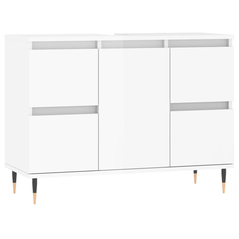 Badkamerkast 80x33x60 cm bewerkt hout hoogglans wit MeubelReus