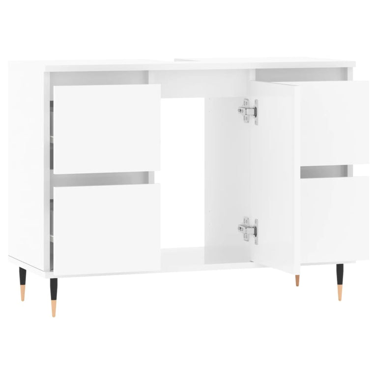 Badkamerkast 80x33x60 cm bewerkt hout hoogglans wit MeubelReus