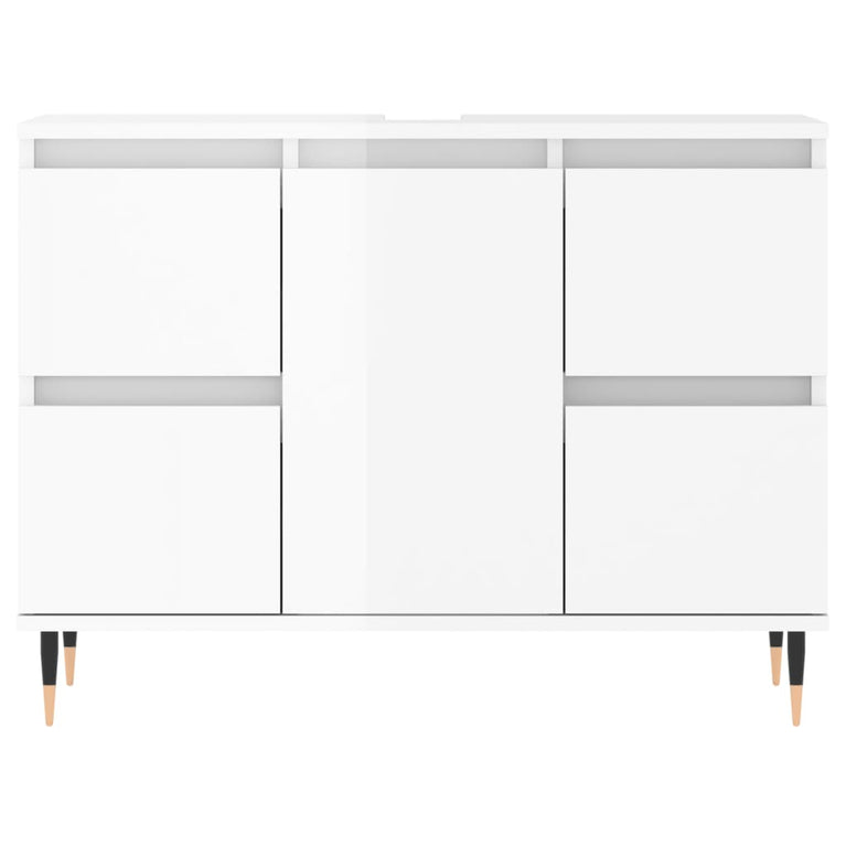 Badkamerkast 80x33x60 cm bewerkt hout hoogglans wit MeubelReus