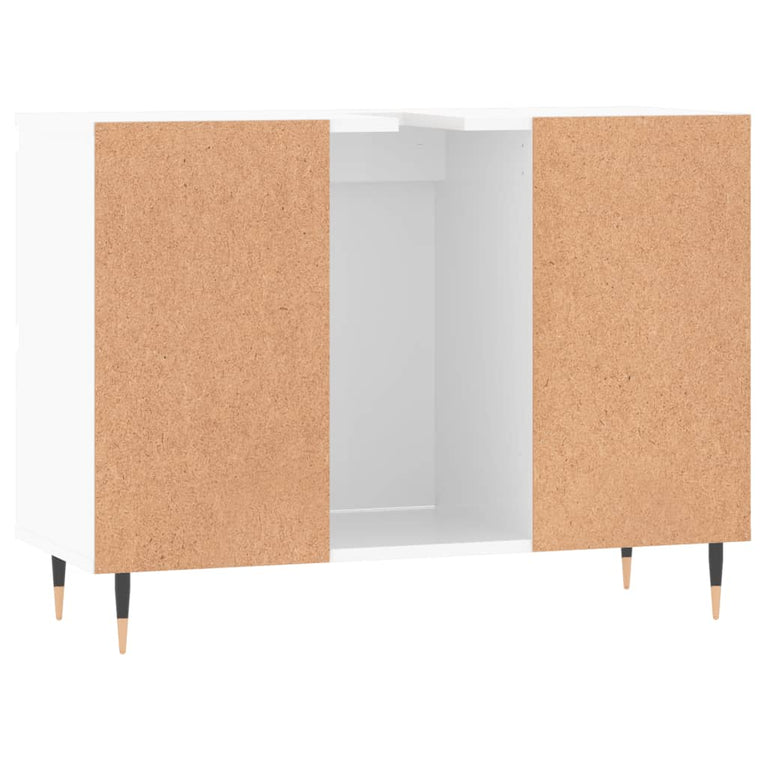 Badkamerkast 80x33x60 cm bewerkt hout hoogglans wit MeubelReus