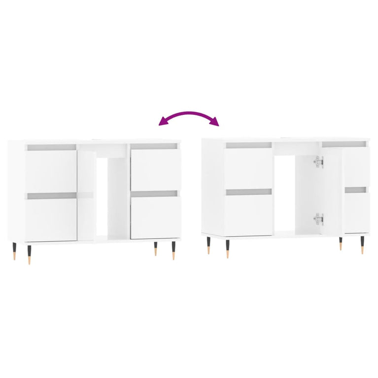 Badkamerkast 80x33x60 cm bewerkt hout hoogglans wit MeubelReus