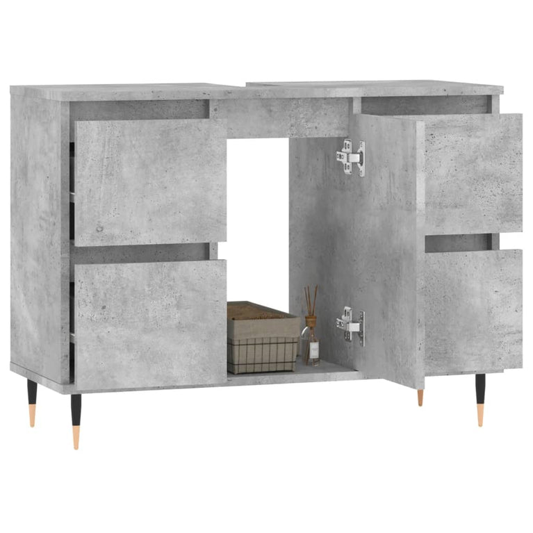 Badkamerkast 80x33x60 cm bewerkt hout betongrijs MeubelReus
