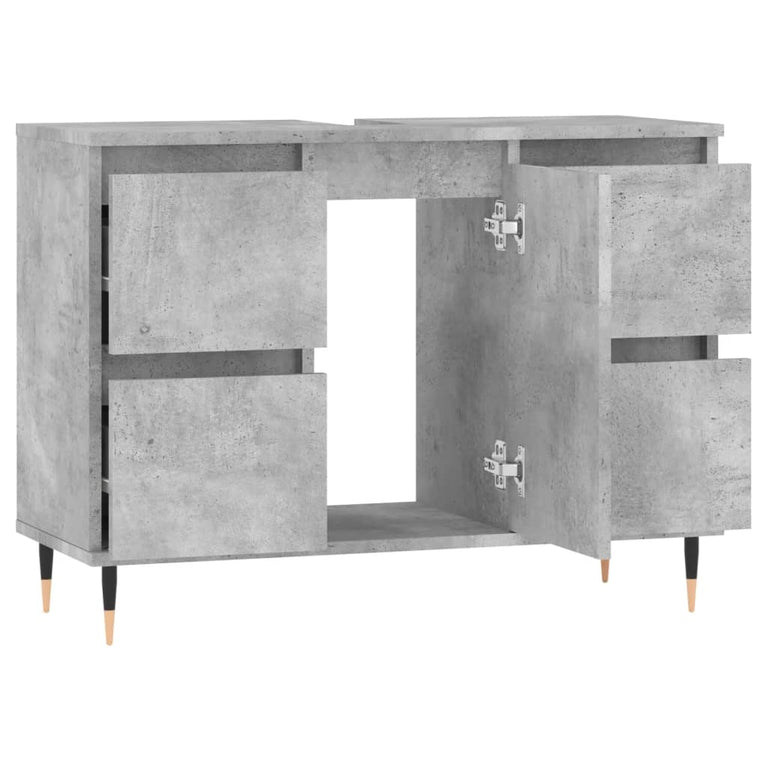 Badkamerkast 80x33x60 cm bewerkt hout betongrijs MeubelReus