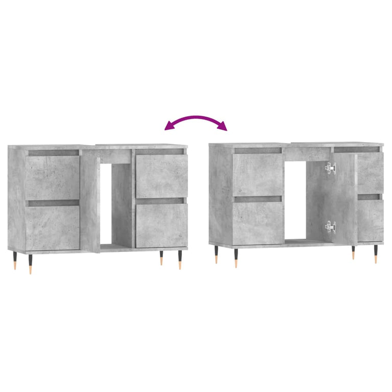Badkamerkast 80x33x60 cm bewerkt hout betongrijs MeubelReus