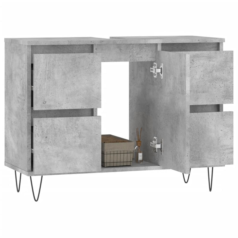 Badkamerkast 80x33x60 cm bewerkt hout betongrijs MeubelReus