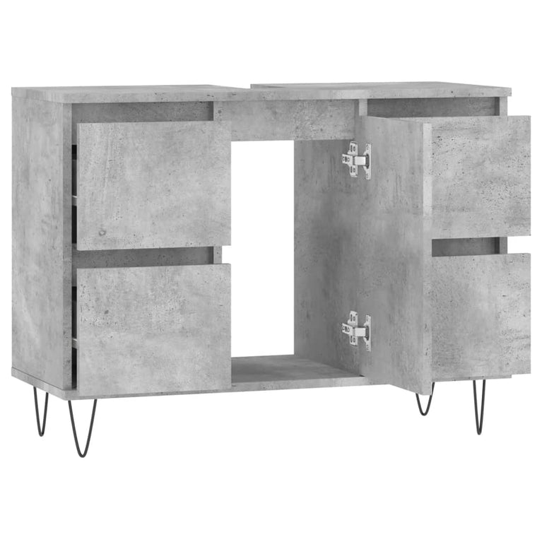Badkamerkast 80x33x60 cm bewerkt hout betongrijs MeubelReus
