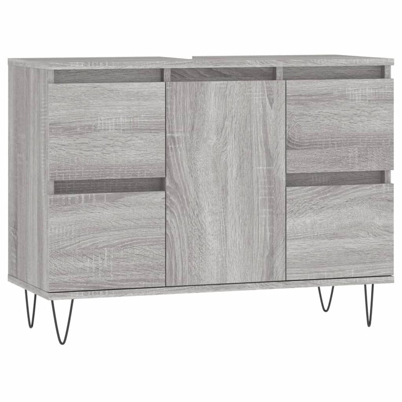 Badkamerkast 80x33x60 cm bewerkt hout grijs sonoma eikenkleurig MeubelReus