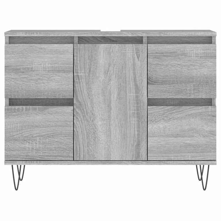 Badkamerkast 80x33x60 cm bewerkt hout grijs sonoma eikenkleurig MeubelReus