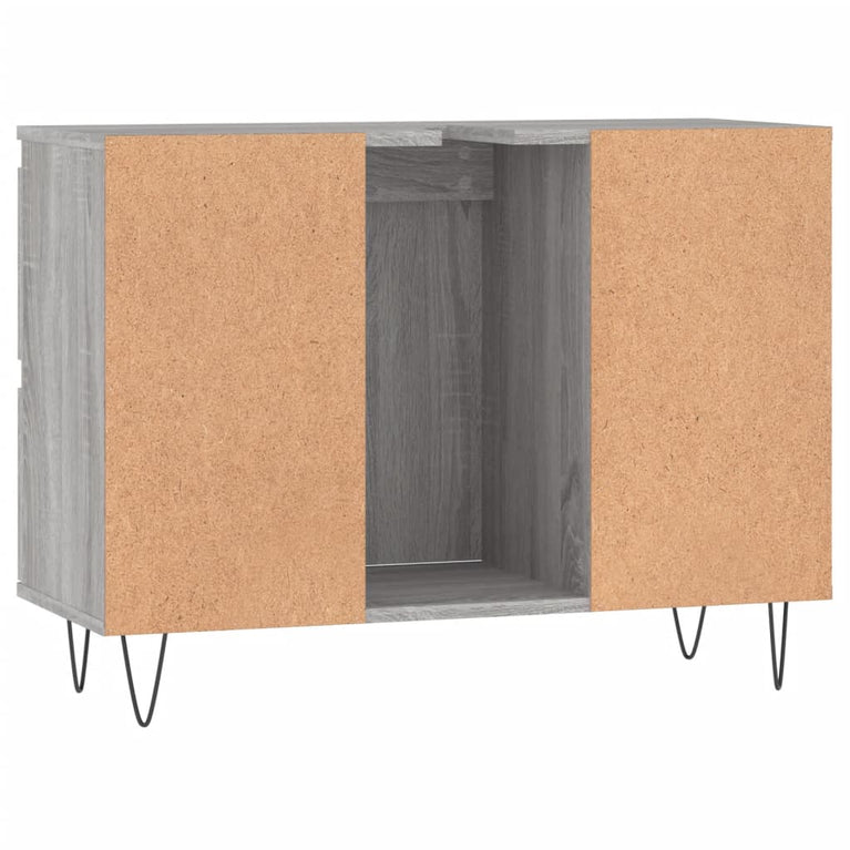 Badkamerkast 80x33x60 cm bewerkt hout grijs sonoma eikenkleurig MeubelReus