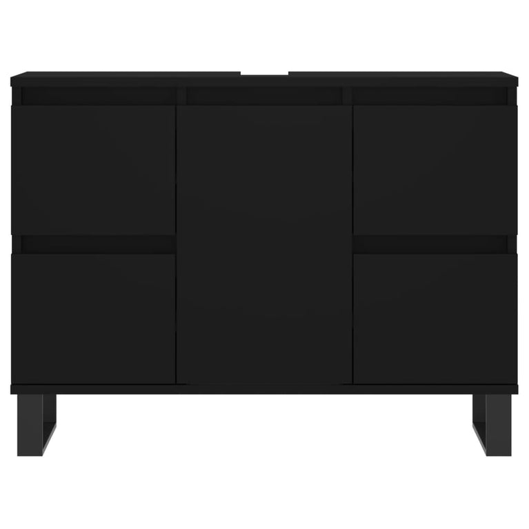 Badkamerkast 80x33x60 cm bewerkt hout zwart