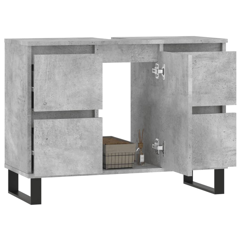 Badkamerkast 80x33x60 cm bewerkt hout betongrijs MeubelReus