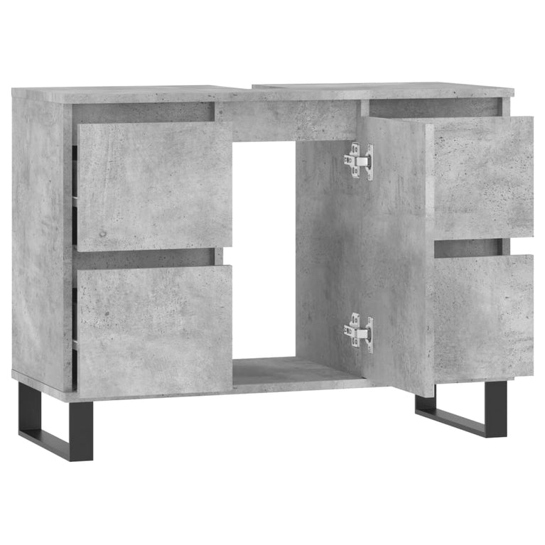 Badkamerkast 80x33x60 cm bewerkt hout betongrijs MeubelReus