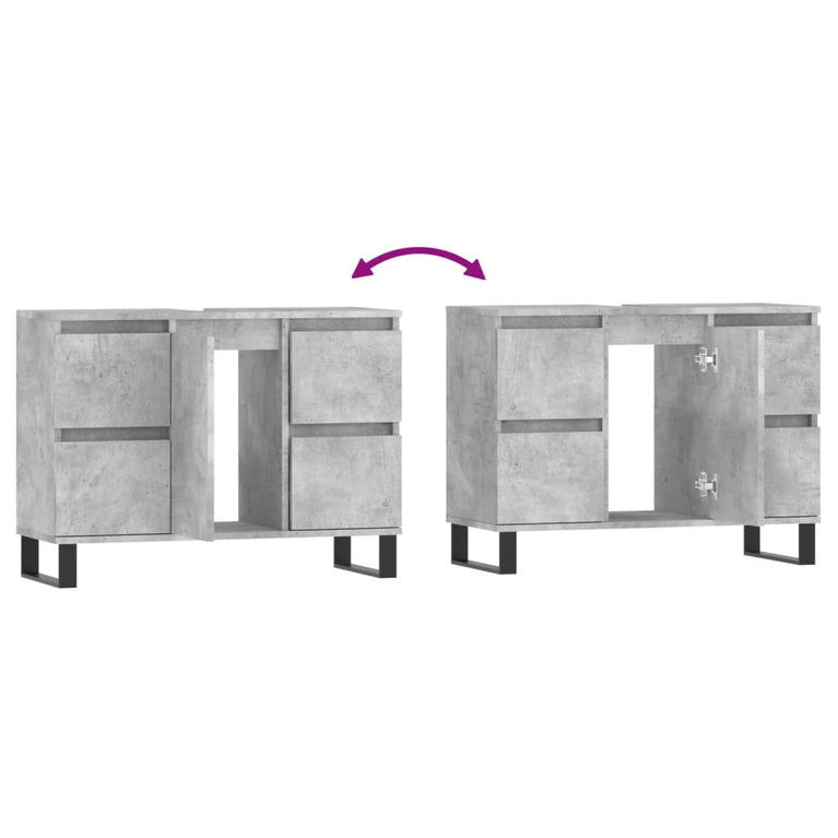 Badkamerkast 80x33x60 cm bewerkt hout betongrijs MeubelReus