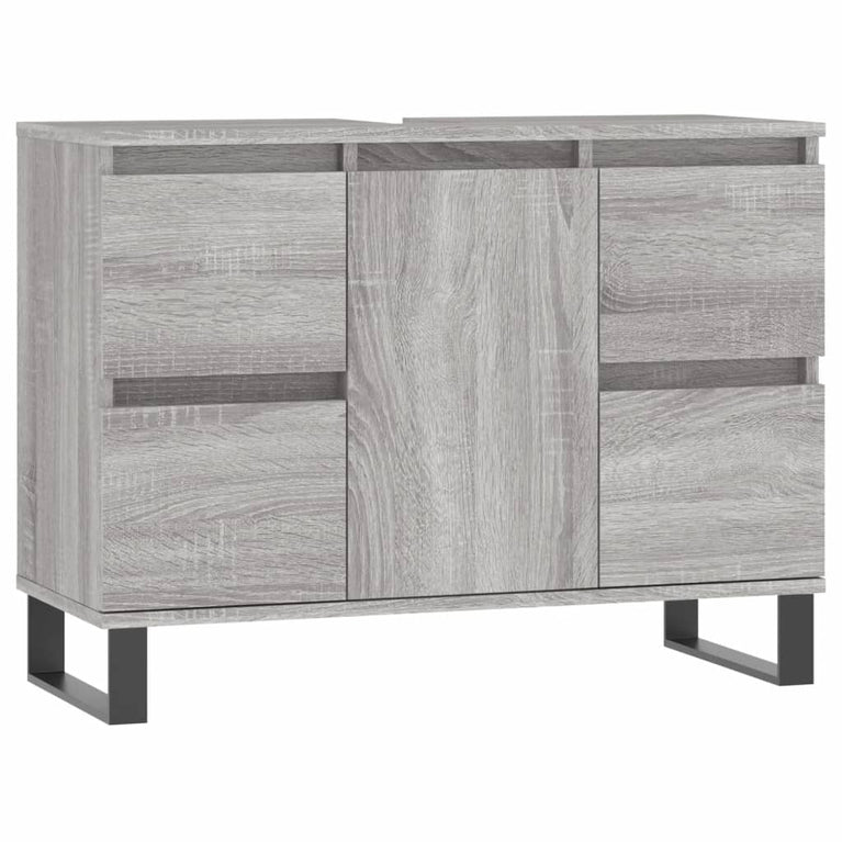 Badkamerkast 80x33x60 cm bewerkt hout grijs sonoma eikenkleurig MeubelReus