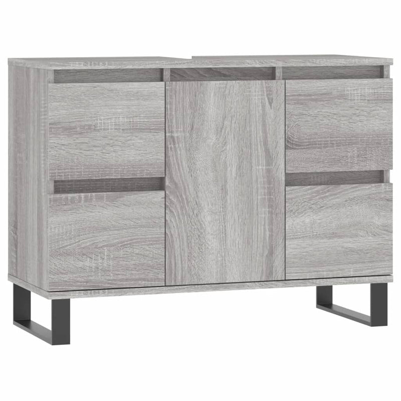Badkamerkast 80x33x60 cm bewerkt hout grijs sonoma eikenkleurig MeubelReus