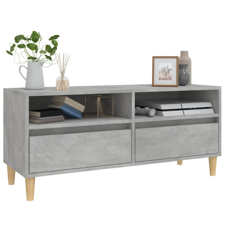 Tv-meubel 100x34,5x44,5 cm bewerkt hout betongrijs MeubelReus