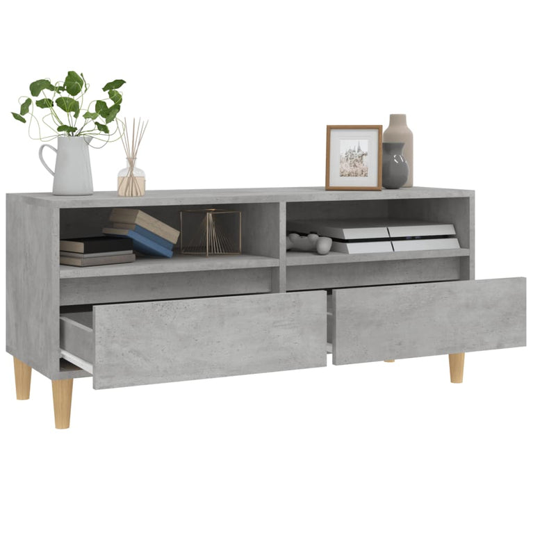 Tv-meubel 100x34,5x44,5 cm bewerkt hout betongrijs MeubelReus