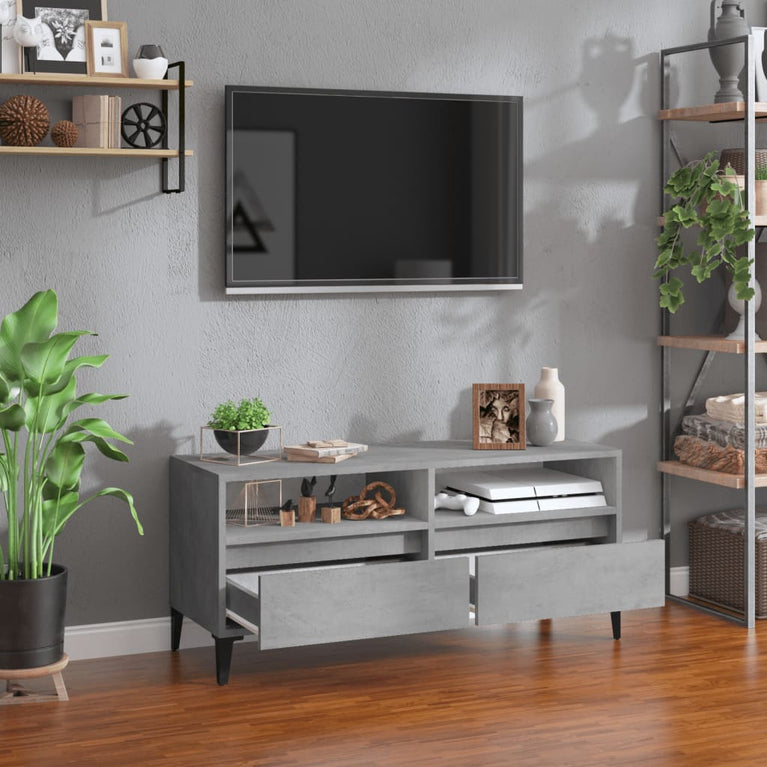 Tv-meubel 100x34,5x44,5 cm bewerkt hout betongrijs MeubelReus