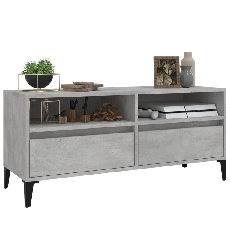 Tv-meubel 100x34,5x44,5 cm bewerkt hout betongrijs MeubelReus