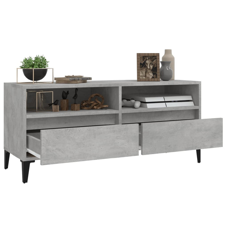 Tv-meubel 100x34,5x44,5 cm bewerkt hout betongrijs MeubelReus