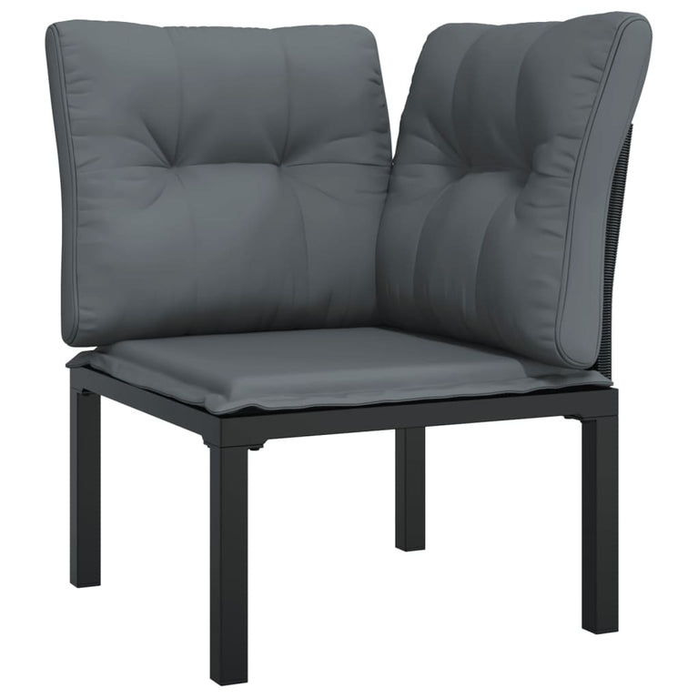 3-delige Loungeset met kussens poly rattan zwart en grijs MeubelReus