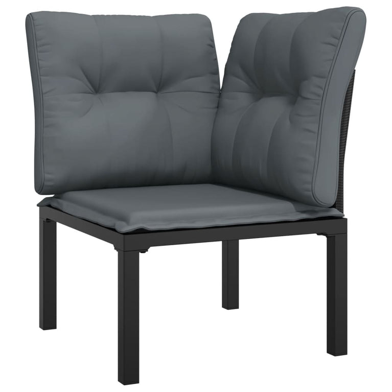 3-delige Loungeset met kussens poly rattan zwart en grijs MeubelReus