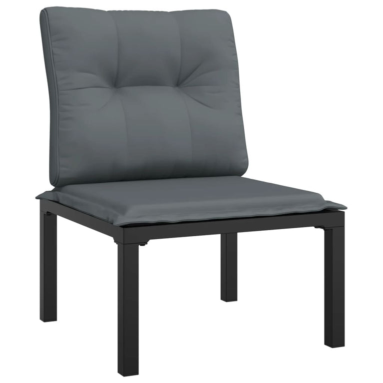 3-delige Loungeset met kussens poly rattan zwart en grijs MeubelReus