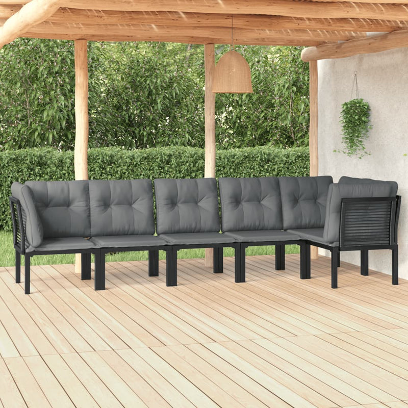 6-delige Loungeset poly rattan zwart en grijs MeubelReus