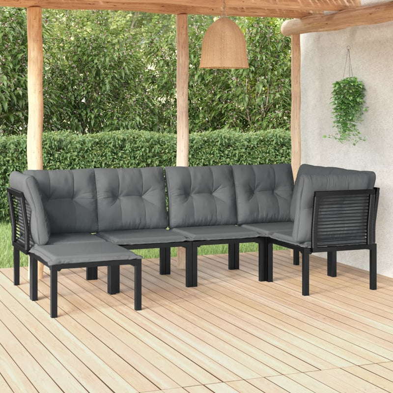 6-delige Loungeset poly rattan zwart en grijs MeubelReus