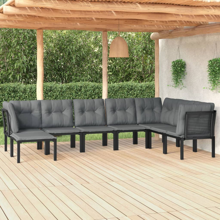 8-delige Loungeset poly rattan zwart en grijs MeubelReus
