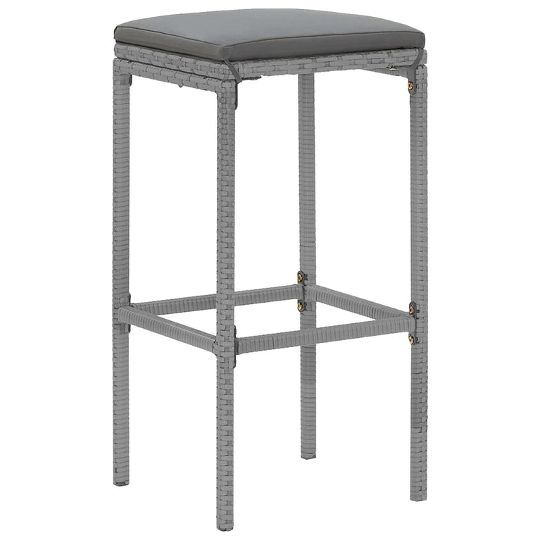 7-delige Tuinbarset met kussens poly rattan grijs MeubelReus