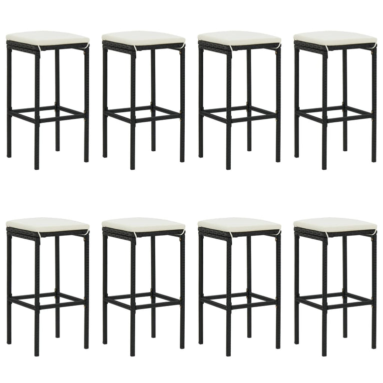 9-delige Tuinbarset met kussens poly rattan zwart MeubelReus