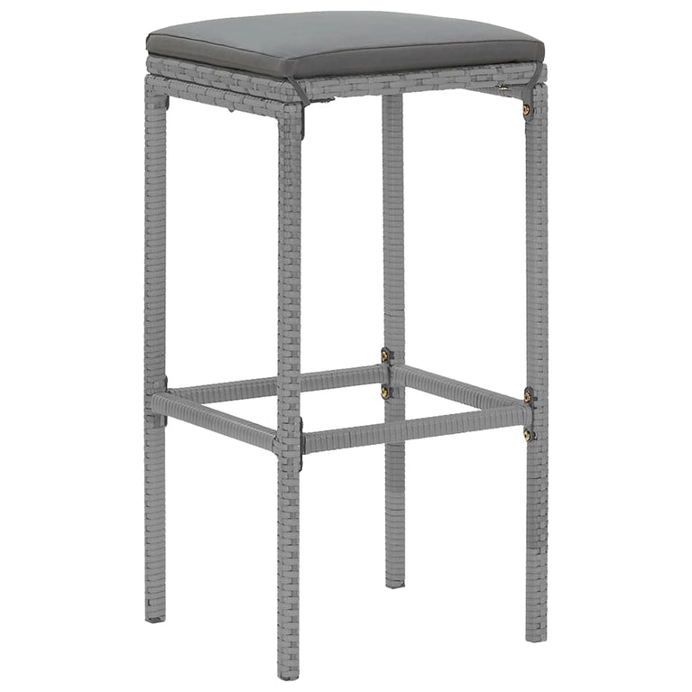 9-delige Tuinbarset met kussens poly rattan grijs MeubelReus