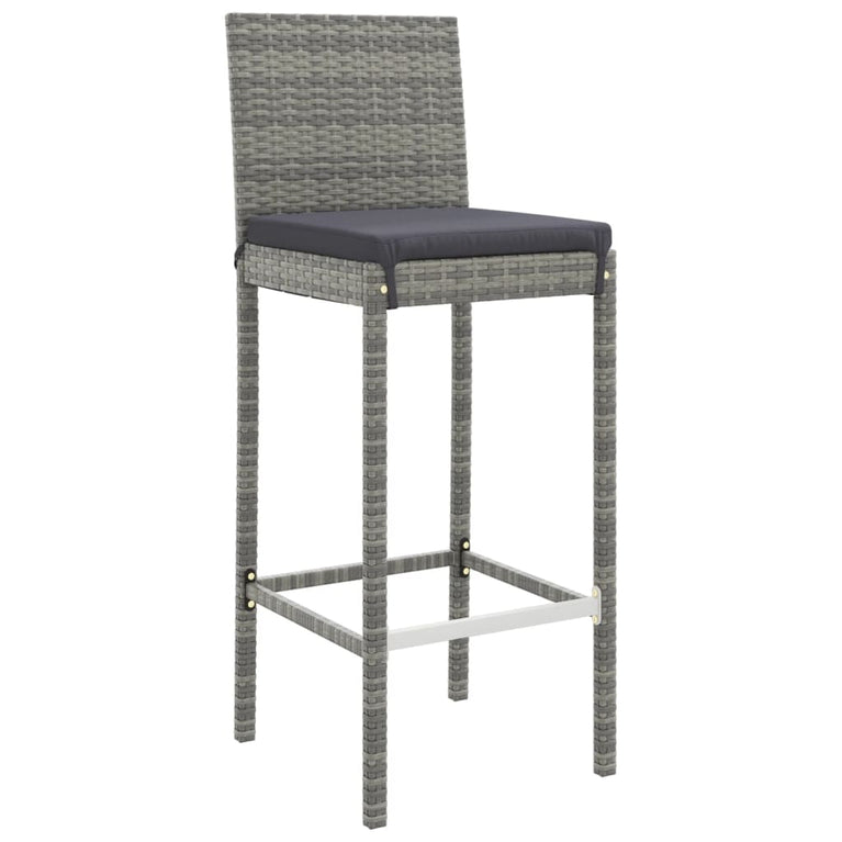 7-delige Tuinbarset met kussens poly rattan grijs MeubelReus