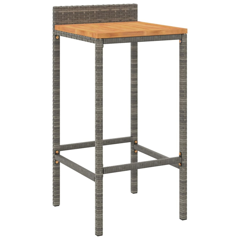 3-delige Tuinbarset poly rattan en massief acaciahout grijs MeubelReus
