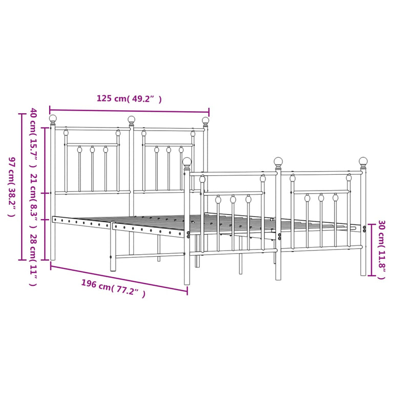 Bedframe met hoofd- en voeteneinde metaal zwart 120x190 cm MeubelReus