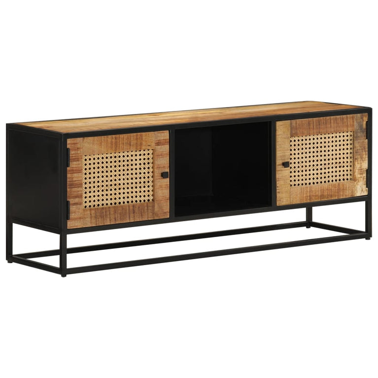 Tv-meubel 110x30x40 cm massief ruw mangohout en ijzer MeubelReus