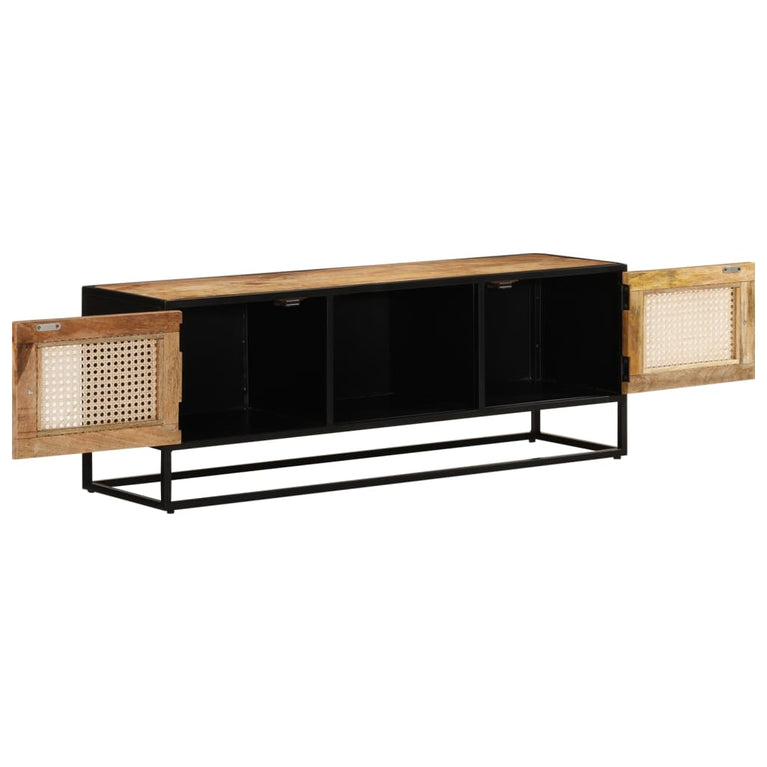 Tv-meubel 110x30x40 cm massief ruw mangohout en ijzer MeubelReus