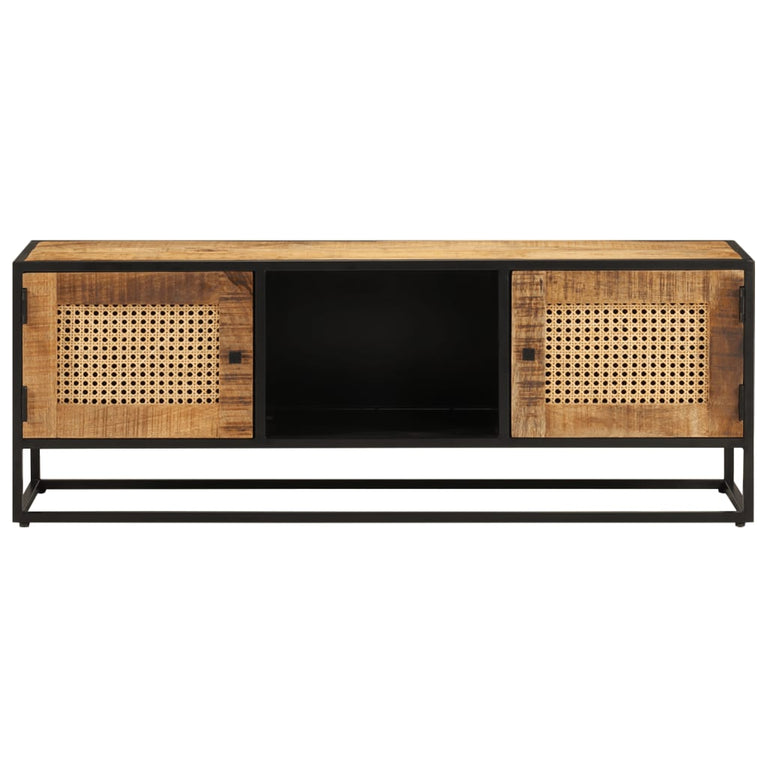 Tv-meubel 110x30x40 cm massief ruw mangohout en ijzer MeubelReus