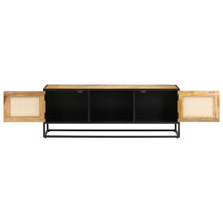 Tv-meubel 110x30x40 cm massief ruw mangohout en ijzer MeubelReus